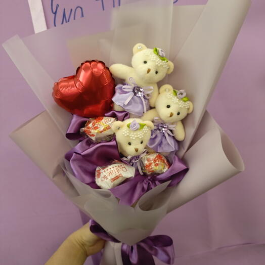 Букет с мишками и рафаэлло