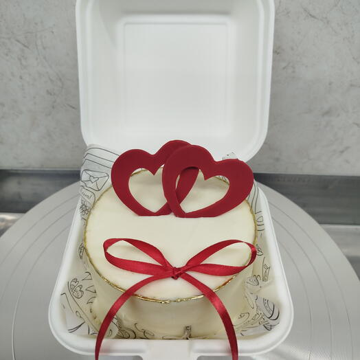 Бенто торт Два сердца и бантик
