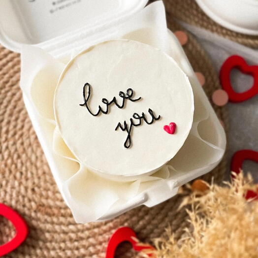 Бенто торт на 14 февраля, день влюбленных белый love you