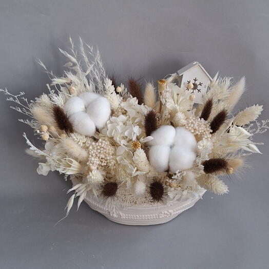 Композиция из сухоцветов БЕЛЫЙ ГОРОД +мыло ручной работы в подарок