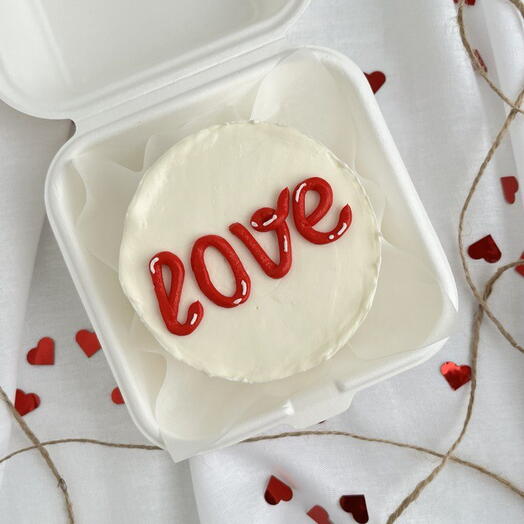 Бенто торт с надписью "LOVE", торт для девушки, торт для парня, торт для мужа, торт для жены, (F)