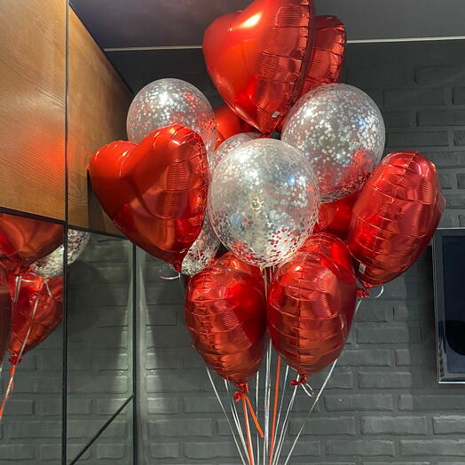 Фонтан для девушки, жены, мамы. Букет из шаров. Набор шаров на День Рождение, 14 февраля , 8 Марта  "Признание"