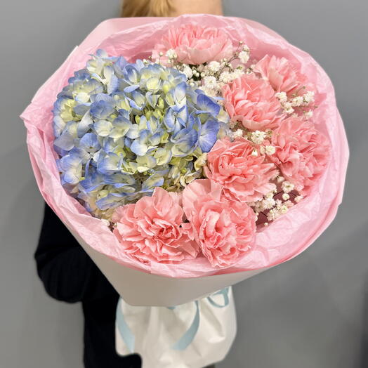Букет Вдохновение! (Гортензия, диантусы, лимониум)