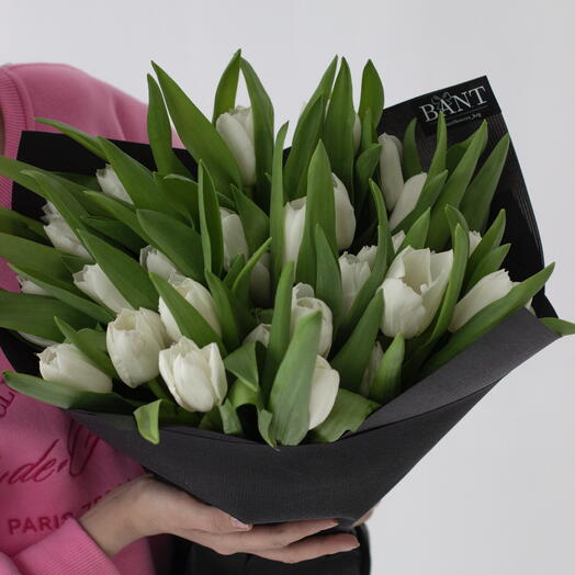 35 белых тюльпанов
