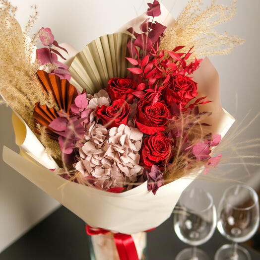 Red Break — Preserved Red Bouquet