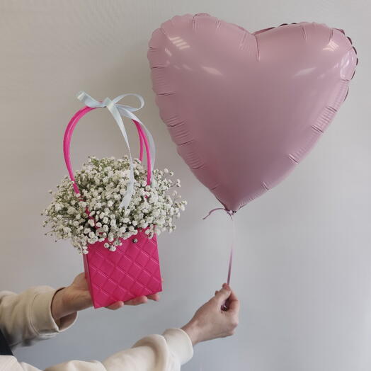 Гипсофила белая в сумочке с шаром🎈