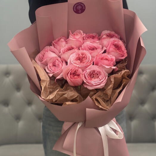 Моно букет из пионовидных роз pink x-pression 🌸