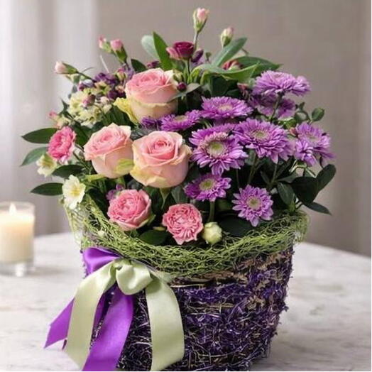 💟 Корзина с цветами «Жизель» 💟