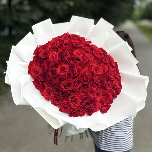 Красные розы большой букет