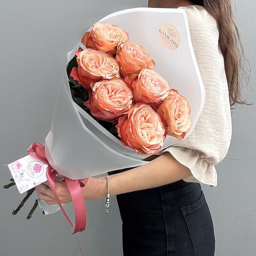 Букет из 7 кирпичных роз 🧡