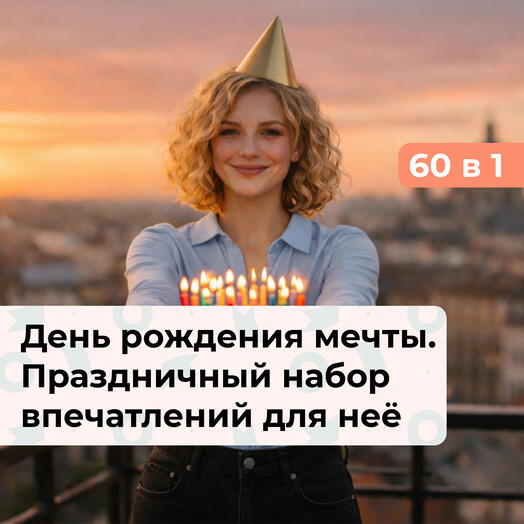 60 в 1 День рождения мечты. Премиальный подарочный набор на День рождения для девушки