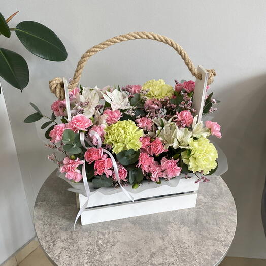 Летняя композиция в ящике 💚💗