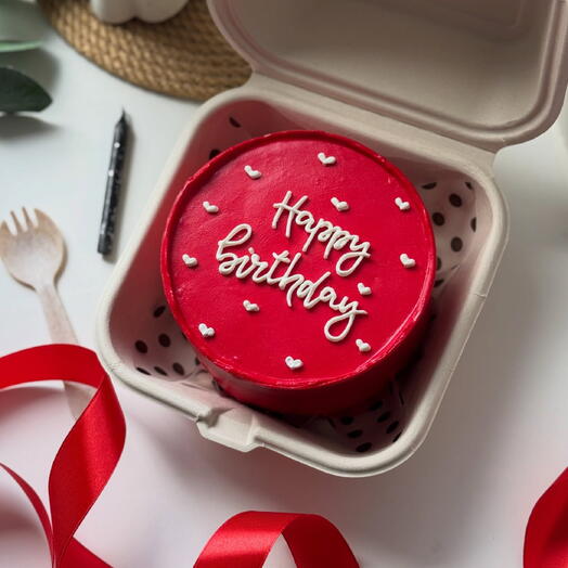 Бенто торт красный happy birthday