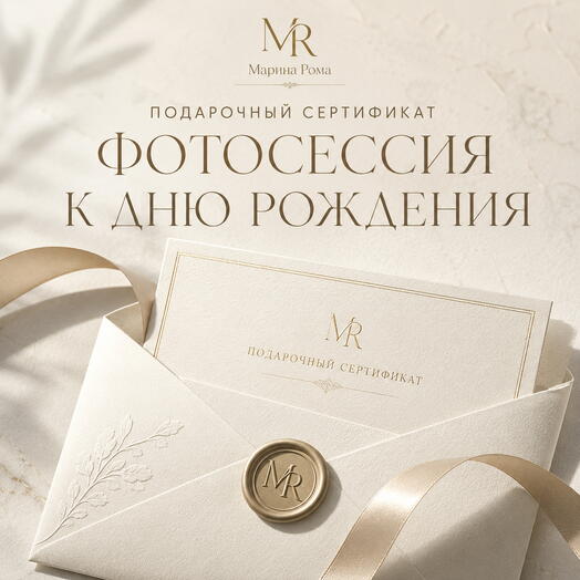 Подарочный сертификат на фотосессия к Дню Рождения