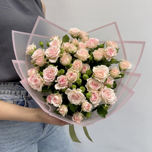 Букет из 9 кустовых розовых роз Аэробик