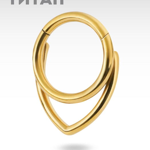 Кольцо кликер для пирсинга из титана V-образная серьга циркуляр в септум, носа и уха