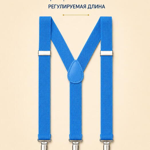 Подтяжки мужские голубые для брюк, джинсов и костюма, аксессуар для повседневного образа