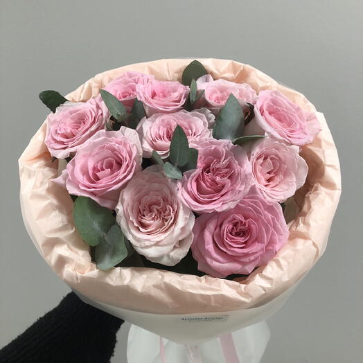 🩷Нежные 11 роз сорта Мандала в букете Bloom Room