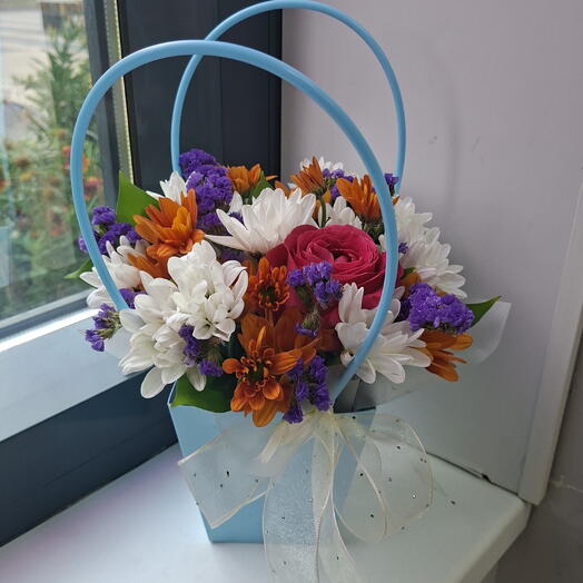 Сказка осени🧡Сумочка с хрищ,розой пионовидной,статицей и рускусом