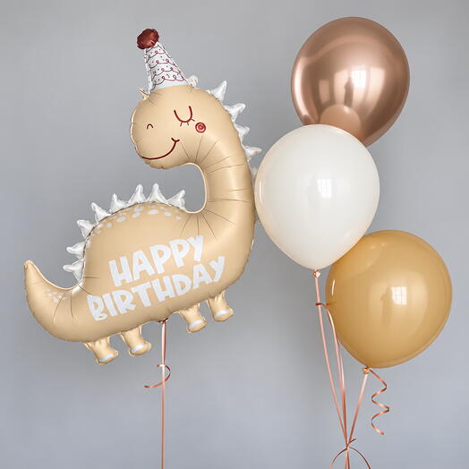 🦕🤍 Бежевый Динозаврик Happy Birthday