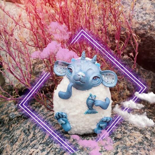 Хендмейд игрушка ручной работы небесно-мерцающий дракончик малыш