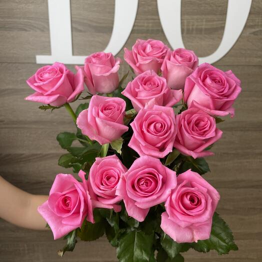 Букет из 13 розовых роз 60 см