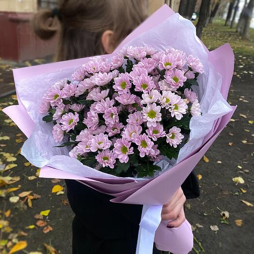 Букет из 11 розовых кустовых хризантем