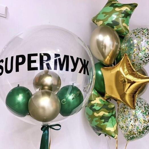 Композиция из шаров "SUPERМУЖ", 10 шаров
