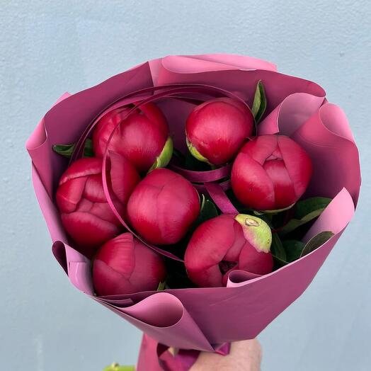 Burgundy peonies 7pcs