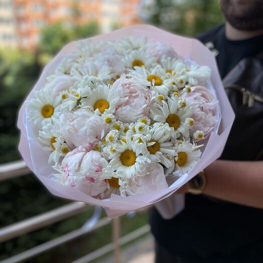 Peonies and daisies