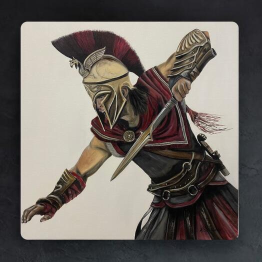 Картина маслом «Воин» ASSASSINS CREED ODYSSEY Ассасин Одиссея Алексиос Спарта