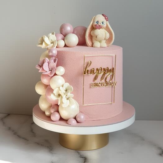 Торт для девочки с топпером Happy birthday /начинка " Молочная девочка "/