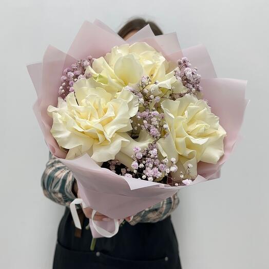 Нежный букет комплимент из Французских роз 💜