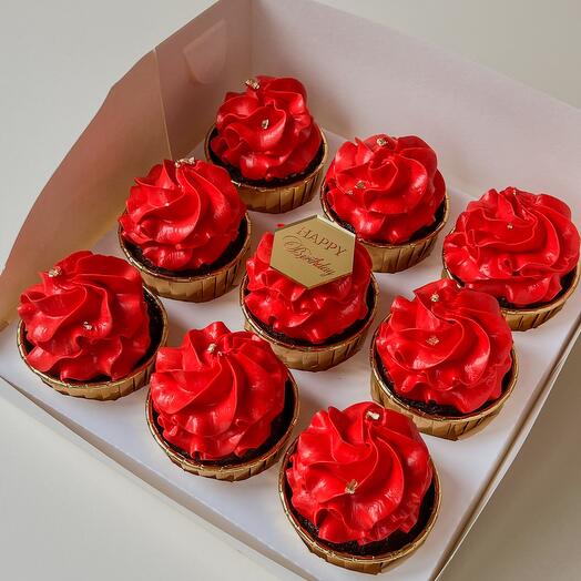 Капкейки Happy Birthday Red для девушки , мамы , сестры , подруги