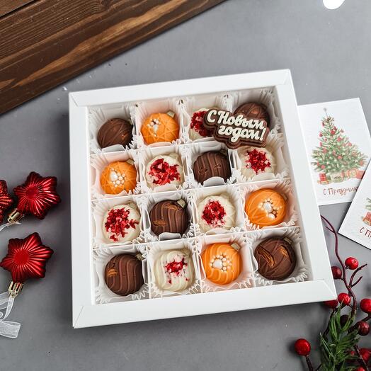 Подарочный набор конфет из трех видов бельгийского шоколада на Новый год