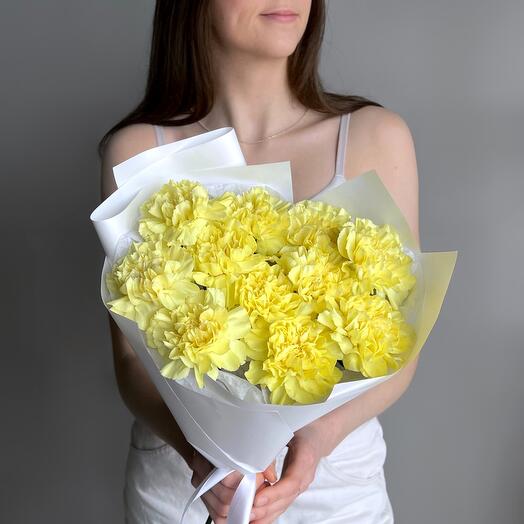 Букет желтой гвоздики - 11шт