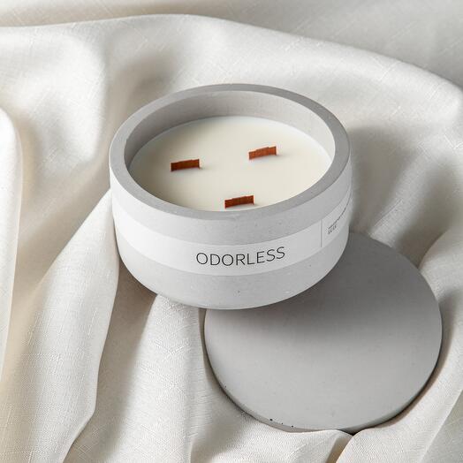 Свеча в гипсе ODORLESS GRAY, 400 мл
