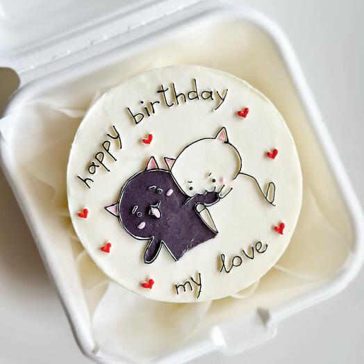 Бенто-торт на день рождения happy birthday с котиками любимому любимой парню девушке жене мужу