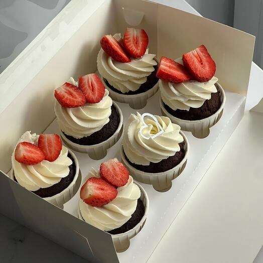 Cupcakes de 6 piezas con fresas