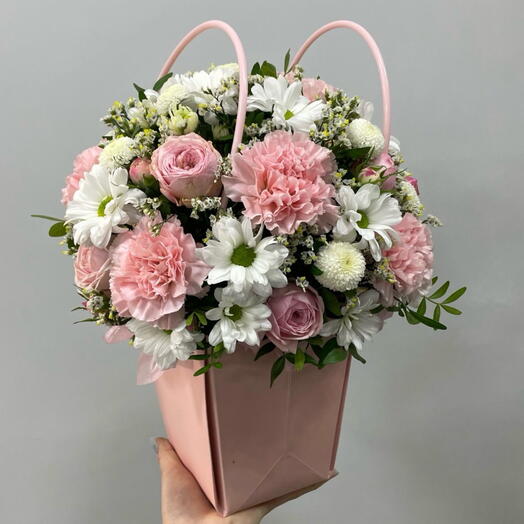 Basket of flowers "Feminine Elegance"