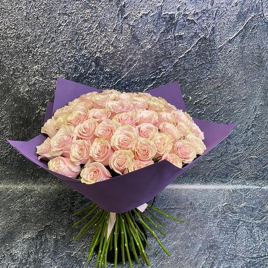 Роза Эквадор, розовая, 60см, 51 шт