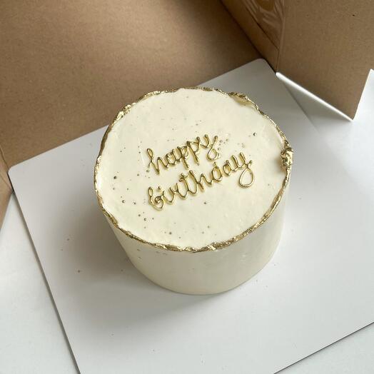 Торт 1 кг на день рождения с золотой надписью 🎂