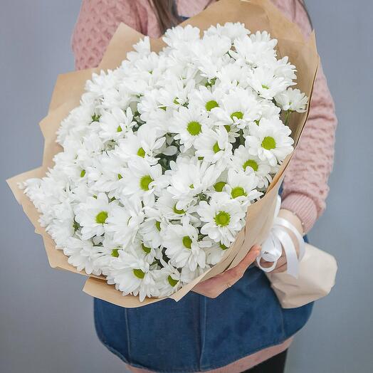 Букет из 15 белых хризантем