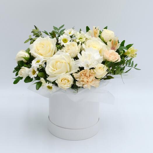 Flowers in a box (peony rose with santini)