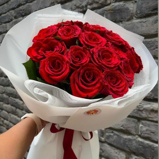 Букет из 21 красной голландской розы от Оранж Алматы