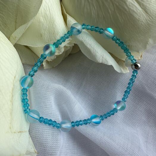 Браслет «Голубой» с опаловым стеклом