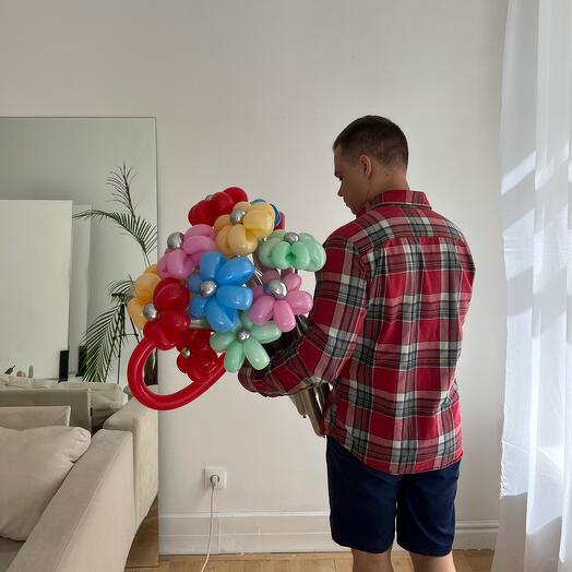 Цветы L размер из воздушных шаров «Яркое поздравление» на выпускной