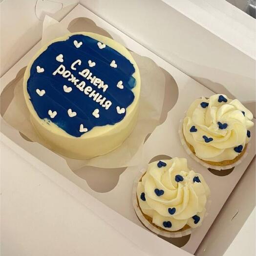 Сладкий набор «с днем рождения» бенто + капкейки