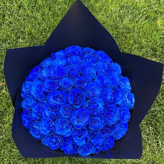 50 Roses Royal Blue Bouquet