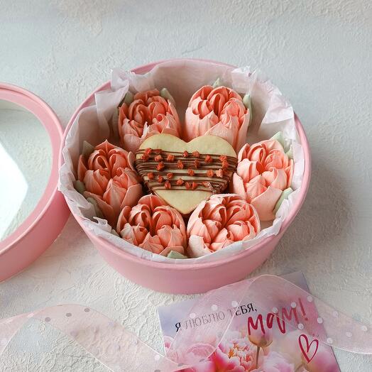 Набор с зефирными тюльпанами и зефиросендвичем